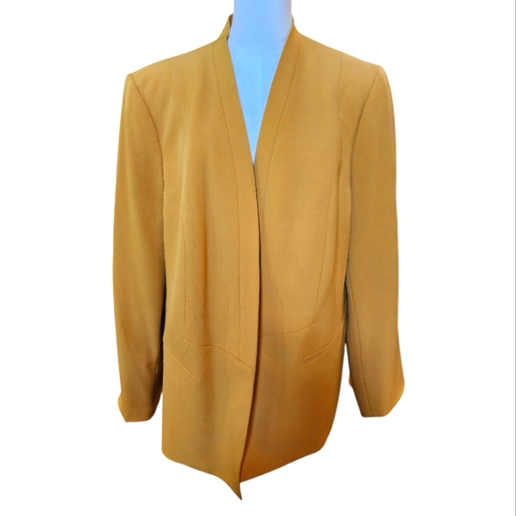 Nipon Boutique Mustard Yellow Open Front Blazer – Chic Workwear Layer Size 18W - Picture 1 of 8